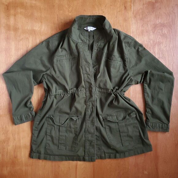 Military Style Field Jacket Sz XL Green Long Sleeve Utility Surplus Snap Front - Picture 11 of 11